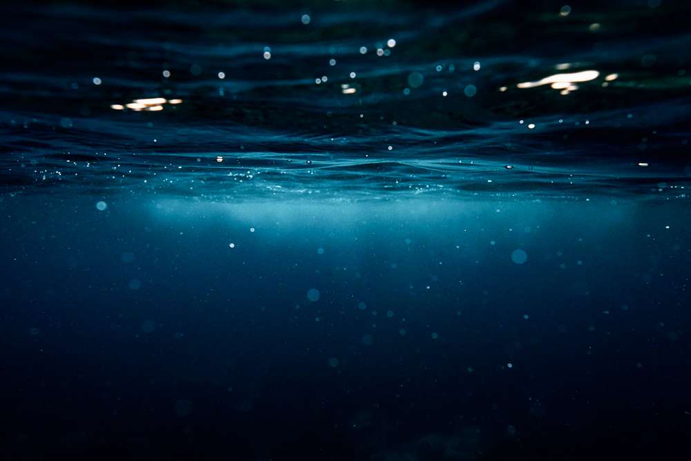 Silence, photographie sous-marine en bleu profond
